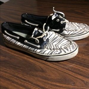 Zebra sperry shoes